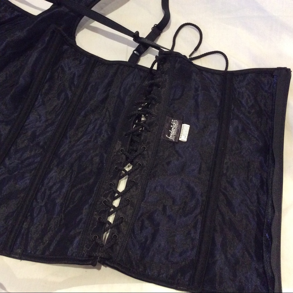 PLUS SIZE Frederick’s Hollywood Corset Black Blue - Picture 4 of 7